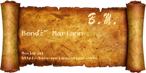 Benő Mariann névjegykártya