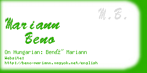 mariann beno business card